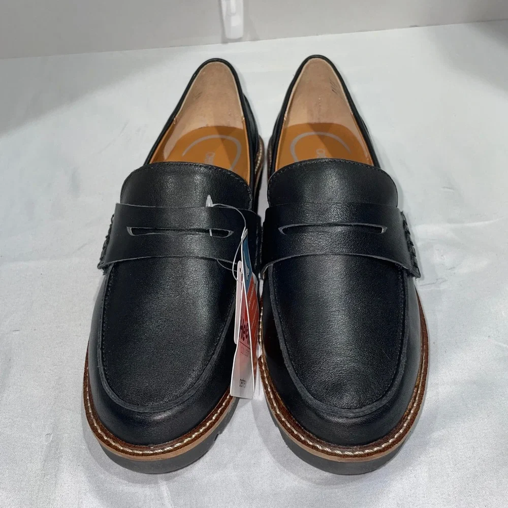 Aetrex Collette Black Leather Penny Loafers Arch Support Orthotic LL100W‎ Size 7